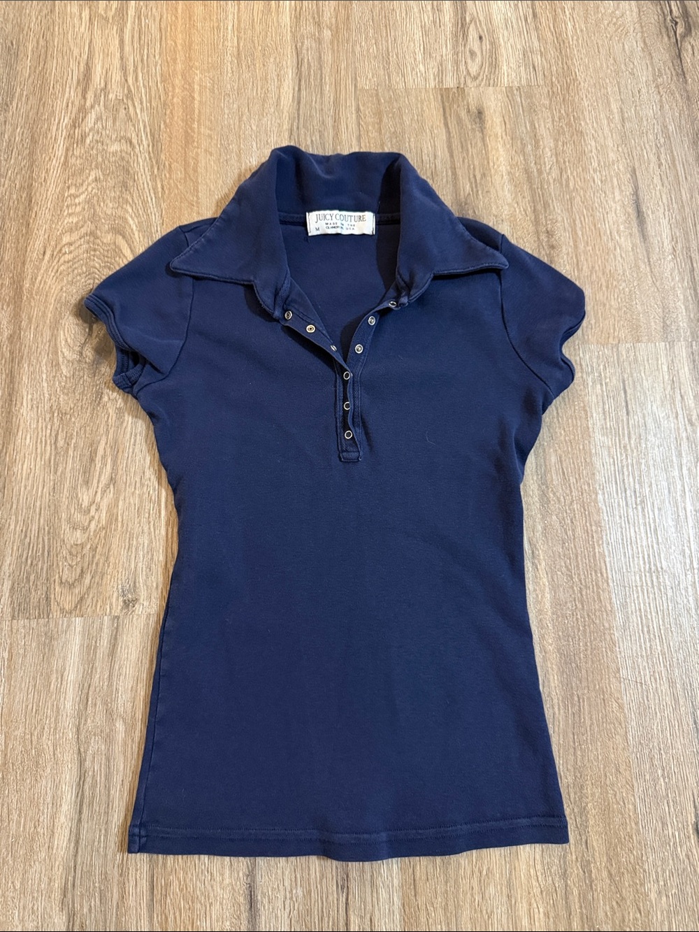 Juicy Couture Navy Short-Sleeve Polo Top